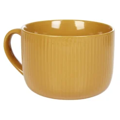 Jumbo en porcelaine 45 cl jaune moutarde rainures verticales en relief