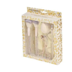 Kit accessoires maquillage 6 pièces beige ou rose - 2 coloris