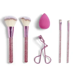 Kit accessoires maquillage 6 pièces beige ou rose - 2 coloris