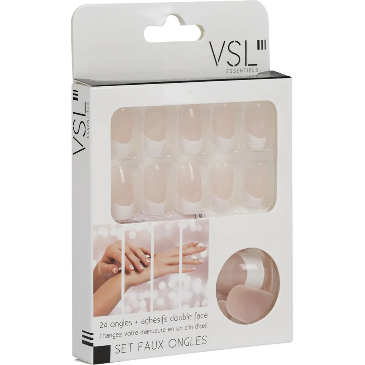 Kit de faux ongles style French manucure