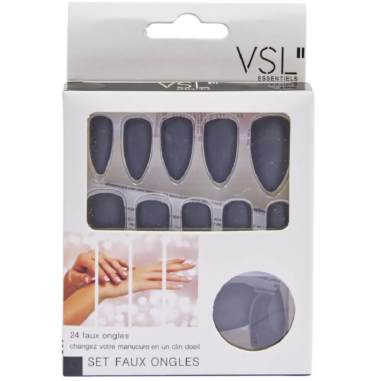 Kit faux ongles couleur mat noir x24