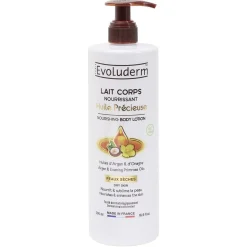 Lait corps Evoluderm huile précieuse Argan et Onagre peau sèche 500ml