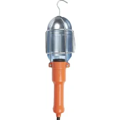 Lampe baladeuse de chantier avec crochet rotatif en métal