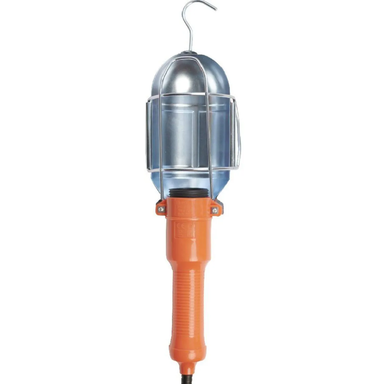 Lampe baladeuse de chantier avec crochet rotatif en métal