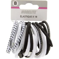 Élastique latex x18 assortis noir et blanc
