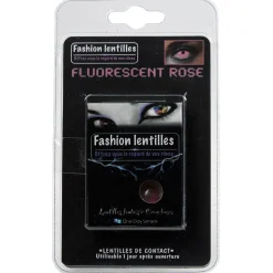 Lentille fantaisie UV phosphorescent rose pour 1 jour