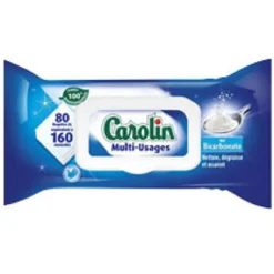 Lingette nettoyante Carolin XL multiusages dégraissant bicarbonate x80