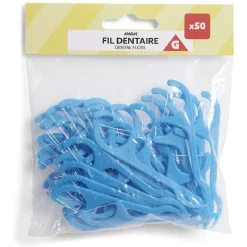 Lot 50 bâtons de fil dentaire avec manche ergonomique