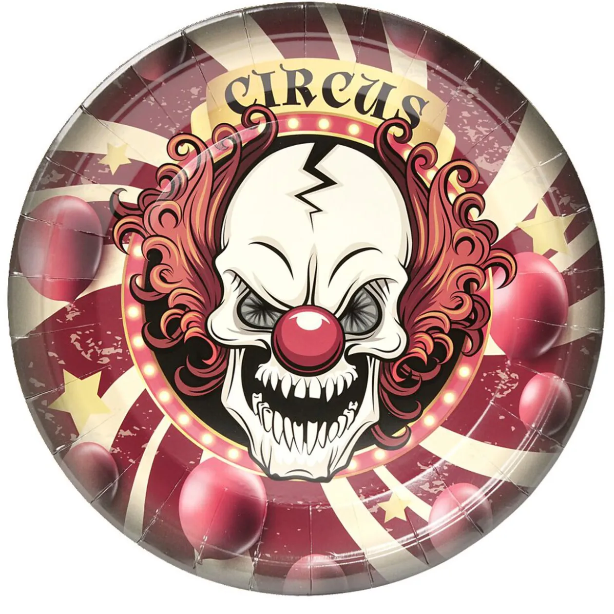 Lot de 8 assiettes en carton Ø23cm design cirque Halloween