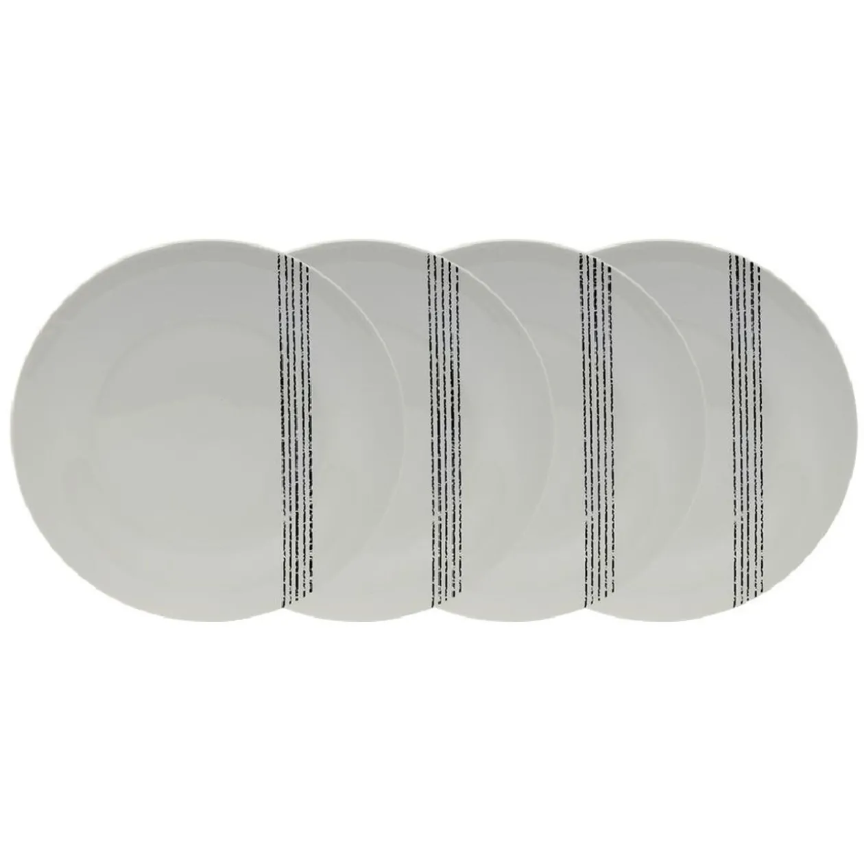 Lot de 4 assiettes plates rondes Bistrot porcelaine blanche