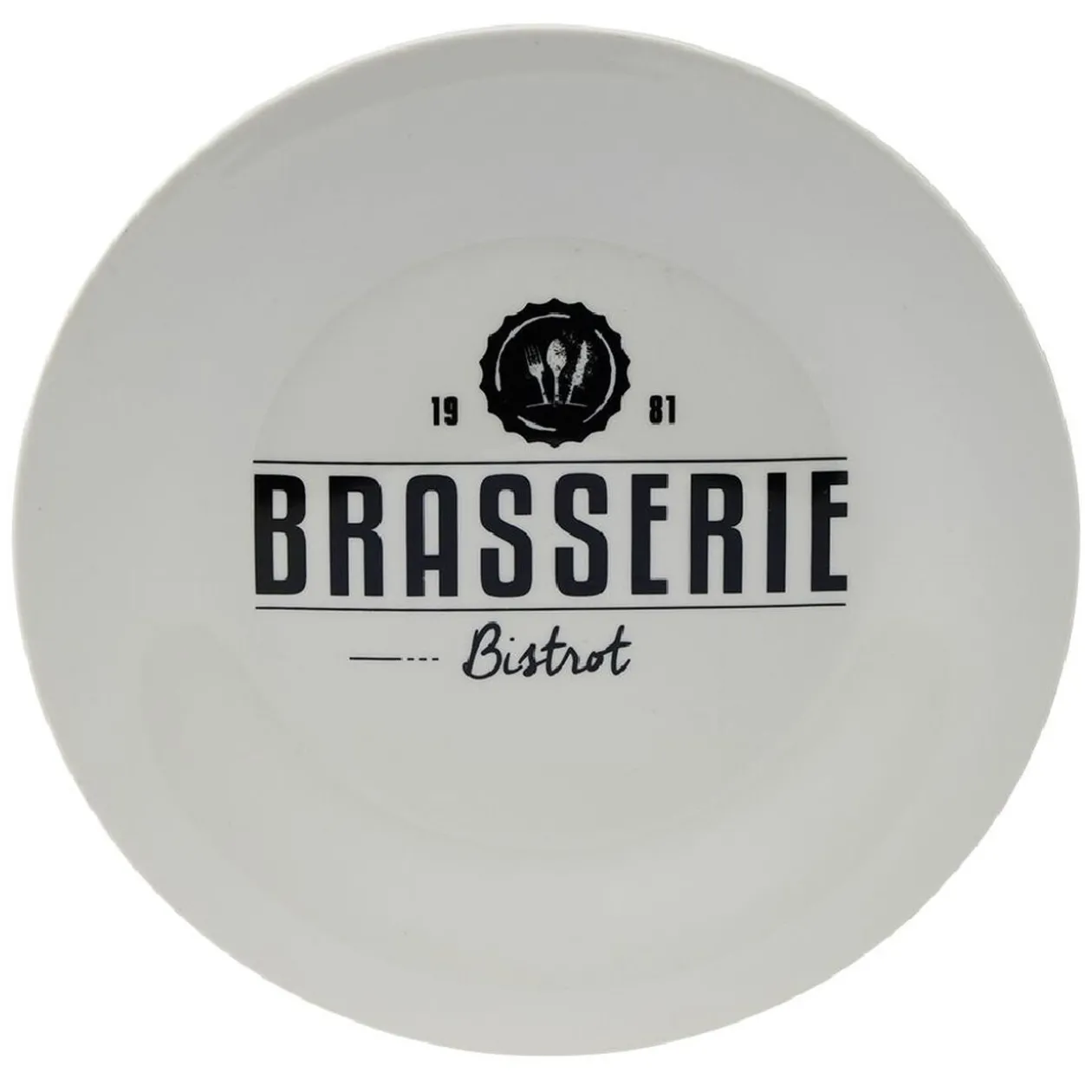 Lot de 4 assiettes plates rondes Bistrot porcelaine blanche