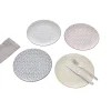 Lot de 4 assiettes plates porcelaine motif trait triangle multicolore Ø24cm