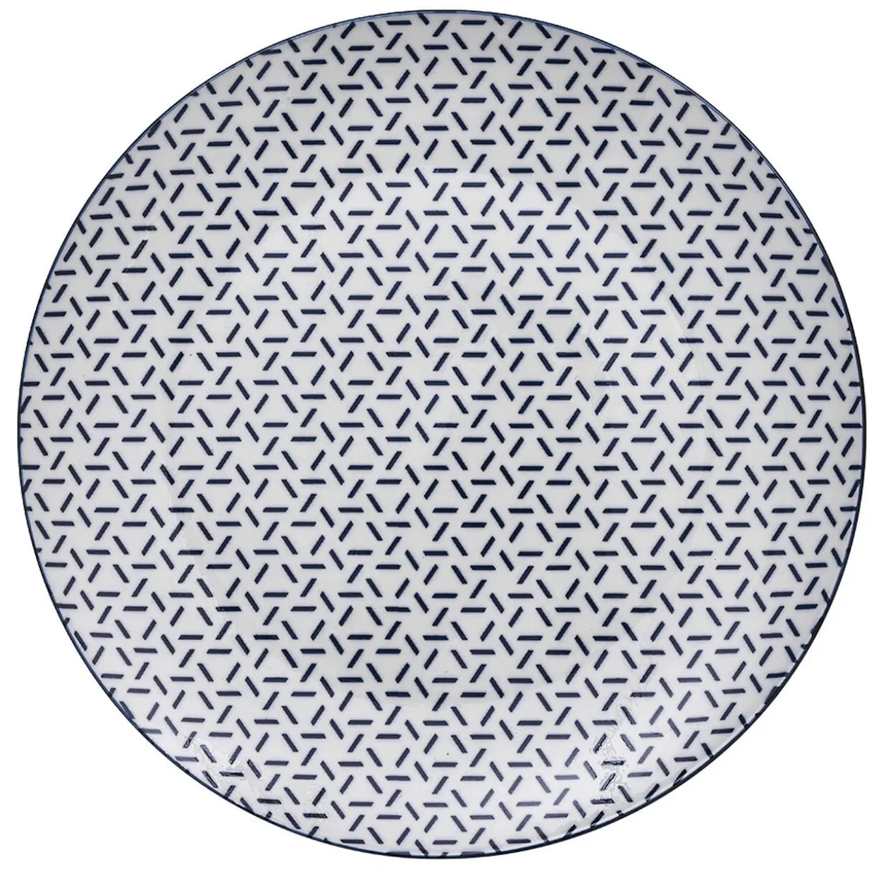 Lot de 4 assiettes plates porcelaine motif trait triangle multicolore Ø24cm