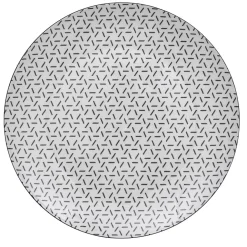 Lot de 4 assiettes plates porcelaine motif trait triangle multicolore Ø24cm