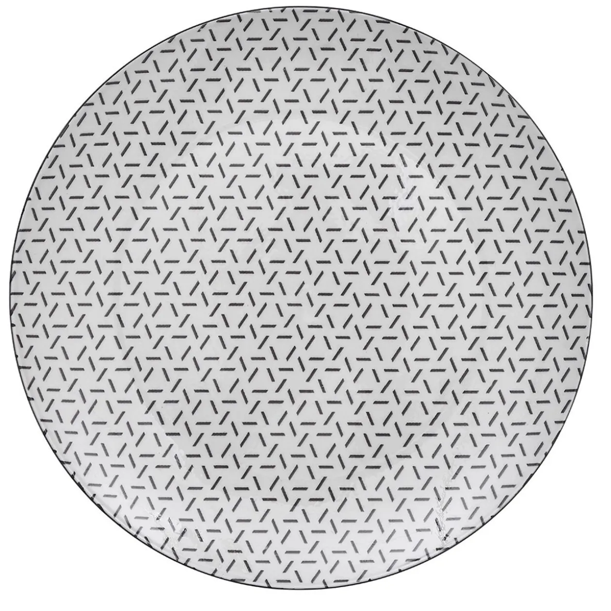 Lot de 4 assiettes plates porcelaine motif trait triangle multicolore Ø24cm