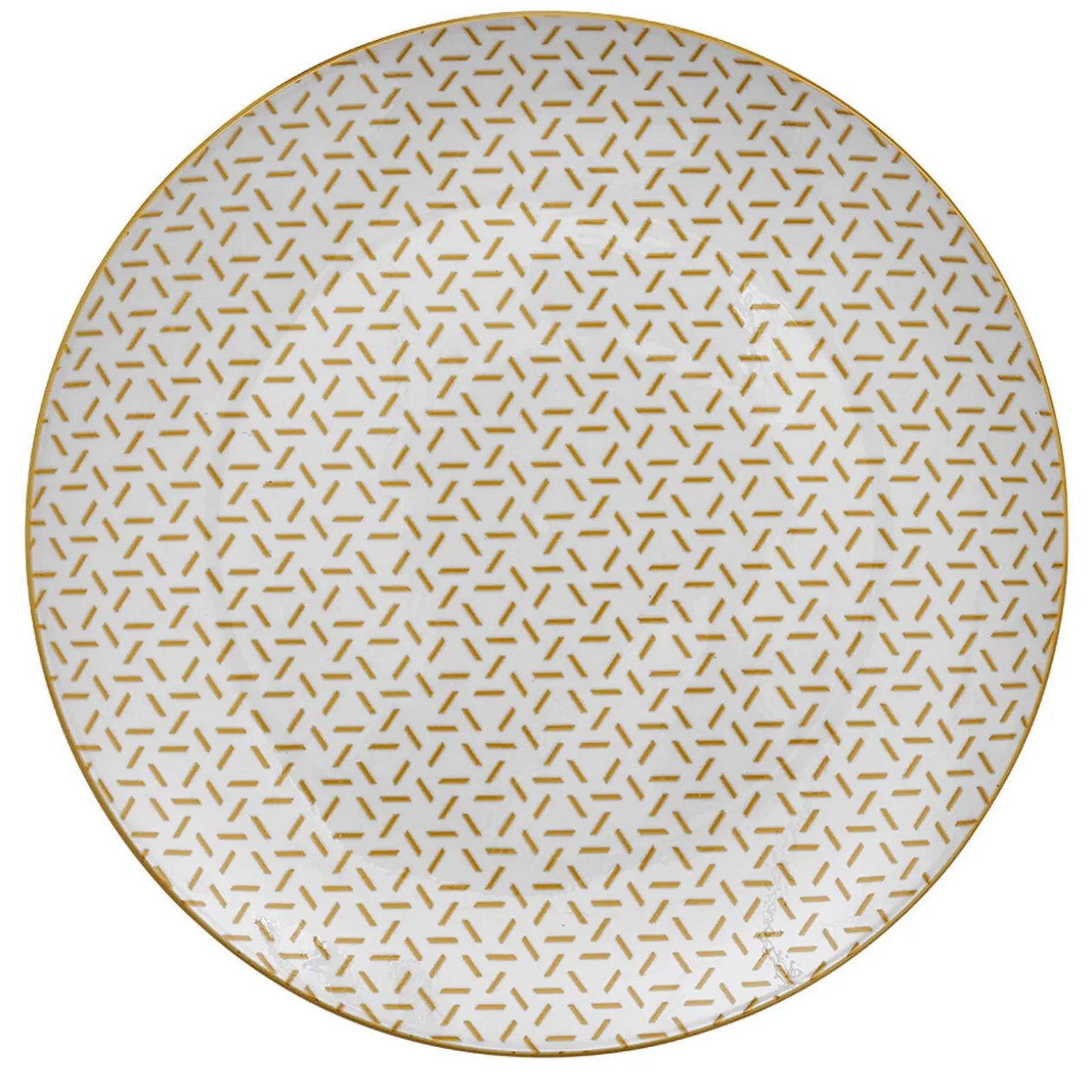 Lot de 4 assiettes plates porcelaine motif trait triangle multicolore Ø24cm