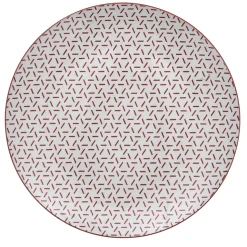 Lot de 4 assiettes plates porcelaine motif trait triangle multicolore Ø24cm