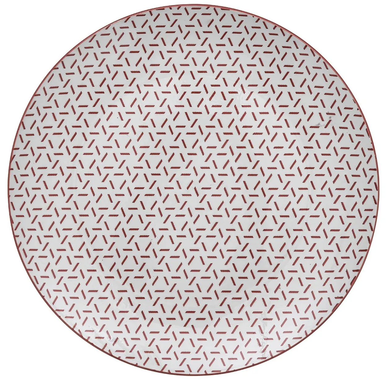 Lot de 4 assiettes plates porcelaine motif trait triangle multicolore Ø24cm