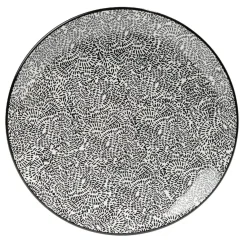 Lot de 4 assiettes plates Ø27cm porcelaine imprimé noir et blanc