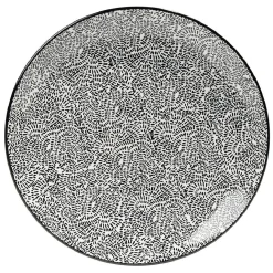 Lot de 4 assiettes plates Ø27cm porcelaine imprimé noir et blanc
