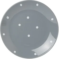 Lot de 4 assiettes rondes plates céramique déco pois