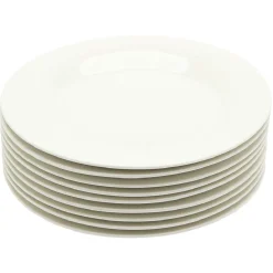 Lot de 10 assiettes rondes plates céramique uni blanc