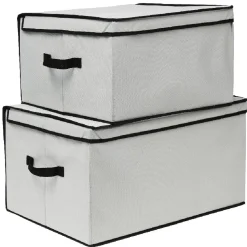 Lot de 2 boîtes de rangement avec 2 housses sous-vide gris