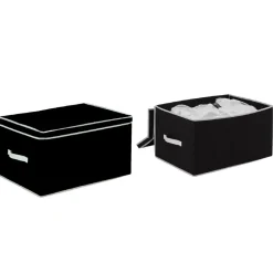 Lot de 2 boîtes de rangement avec 2 housses sous-vide noir