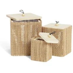 Lot de 3 boîtes de rangement carrées en bambou