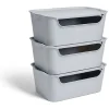 Lot de 3 boîtes de rangement 15L avec couvercle plastique 39x25xH16cm