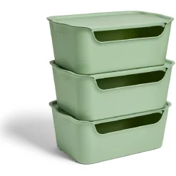 Lot de 3 boîtes de rangement 15L avec couvercle plastique 39x25xH16cm