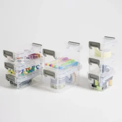 Lot de 8 boîtes de rangement 3 tailles plastique transparent - 2 modèles