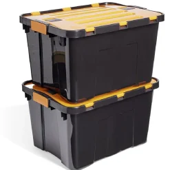 Lot de 2 box bricolage 34L plastique orange 49xH28x36cm