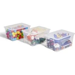 Lot de 3 box 43L plastique transparent 56x39,5x35,5cm