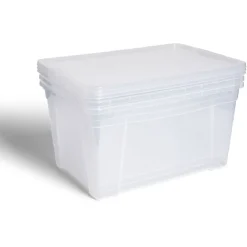 Lot de 3 box 43L plastique transparent 56x39,5x35,5cm