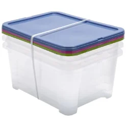 Lot de 3 box 24L plastique transparent 44,5x34x33cm