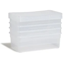 Lot de 4 box 11L plastique transparent