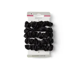 Lot de 5 chouchous scrunchies polyester satiné noir