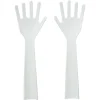Lot de 2 couverts à salade forme main plastique blanc