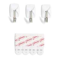 Lot de 3 crochets adhésifs 3M plastique blanc pointe métal