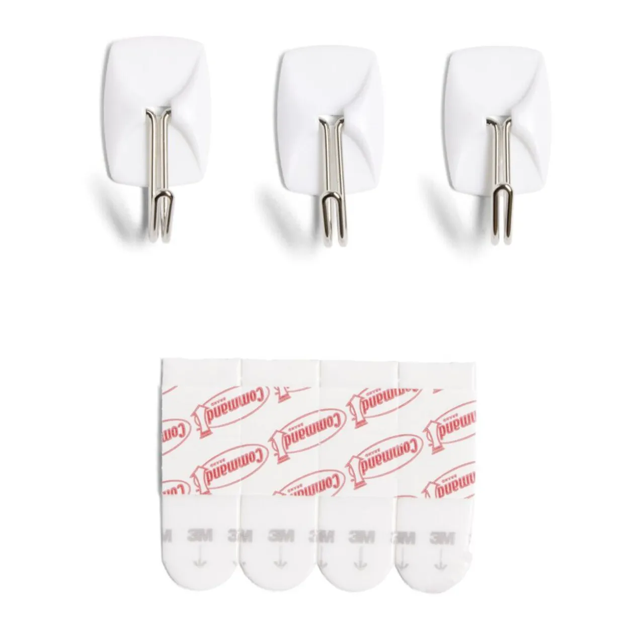 Lot de 3 crochets adhésifs 3M plastique blanc pointe métal