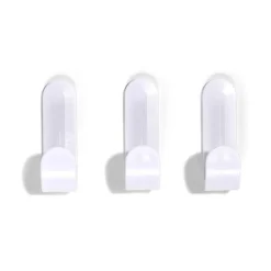 Lot de 3 crochets plastique blanc