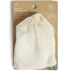 Lot de 5 disques démaquillants en coton réutilisables Ø8cm