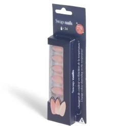 Lot de 24 faux ongles caméléon avec stickers de colle plastique rose