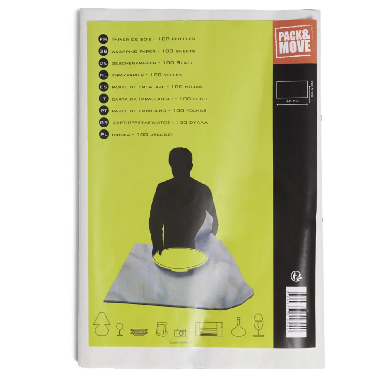 Lot de 100 feuilles de papier de soie 32,5x60cm