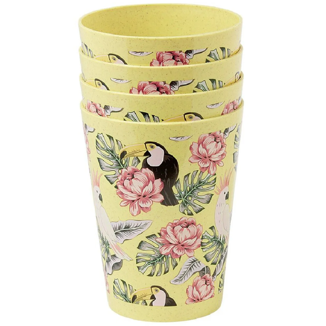 Lot de 4 gobelets décor oiseau et feuille 60 cl