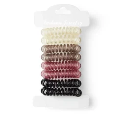 Lot de 8 élastiques à cheveux spirale caoutchouc 3 coloris