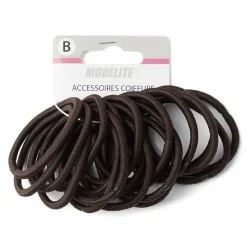 Lot de 15 élastiques à cheveux basiques polyester marron