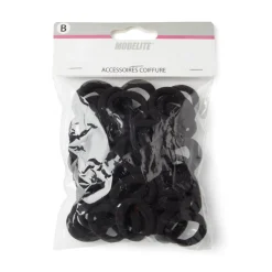 Lot de 50 élastiques à cheveux mousse polyester noir