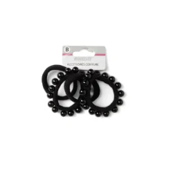 Lot de 4 élastiques à cheveux avec perles polyester noir